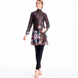 Burkini Muslim Swimwear Printed Swimsuit Conservative Three-Piece Suit