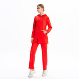 Burkini Muslim Swimwear Solid Color Hooded Zipper Pocket Loose Casual Sportswear