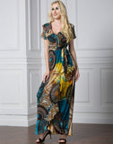 Women Plus Size Maxi Dresses Summer Muslim Short Sleeve Ruffled Long Dress