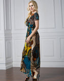 Women Plus Size Maxi Dresses Summer Muslim Short Sleeve Ruffled Long Dress