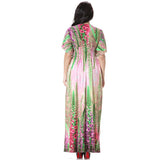Women Plus Size Maxi Dresses Bohemian Low Cut V-neck Dress