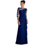 Women Lace Wedding Dress Spring/Summer Lace See-through round Neck Shirt with Half Sleeve Dress Gown