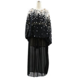 Women Plus Size Maxi Dresses Chiffon Printing Elastic Cord Mop Dress
