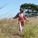 Beth Dutton Bohemian Dress Winter Autumn Midi Dresses Beach Vacation Style Large Swing Pleated Printed Dress