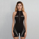 Women's Sexy Sleeveless Turtleneck Print Sports Jumpsuit