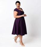 Women Plus Size Midi Dresses Short Sleeve Dress V-neck