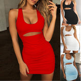 Dakota Johnson Red Mini Dress Split Backless Sling
