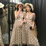 Strawberry Embroidered Mesh Dress Seaside Vacation Beach Dress Swing dress