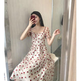 Strawberry Embroidered Mesh Dress Seaside Vacation Beach Dress Swing dress