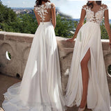 See through Wedding Dress Sexy Lace Split Evening Dress