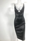 Women Summer Dresses Midi Dress Women's Sexy See-through Lace Strap Dress
