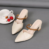 Nude Chunky Heel Slippers