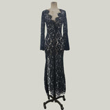 Women Lace Wedding Dress Summer Dress Sexy V-neck Backless Batwing Sleeve Dress for Women