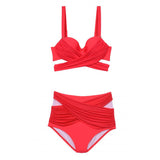 Women Plus Size Swimwear Bikinis Sexy High Waist Slimming Two-Piece Swimsuits Women