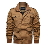 Men Fit Bomber Jacket Windbreaker Moto Street Coat Men's Spring and Autumn plus Size Jacket Men Multi-Pocket Workwear