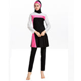 Burkini Muslim Swimwear Plus Size Color Matching Three-Piece Set Conservative Beachwear Women