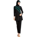 Burkini Muslim Swimwear Plus Size Color Matching Conservative Swimwear Three-Piece Set