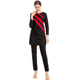 Burkini Muslim Swimwear Plus Size Color Matching Conservative Swimwear Three-Piece Set