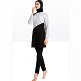 Burkini Muslim Swimwear Plus Size Conservative Swimsuit Color Matching Three-Piece Suit