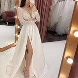 Women Lace Wedding Dress Women's Dress Sexy V-neck See-through Formal Dress