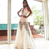 Emily Ratajkowski Dress Sleeveless Halter Backless Fashion Dress Lace Dress