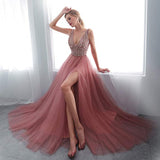 Semi Formal Dresses for Wedding Women's Clothing Split Sexy V-neck Exposed Formal Dress
