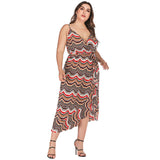 Women Plus Size Dresses Summer Fashion V-neck Strap Dress