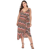Women Plus Size Dresses Summer Fashion V-neck Strap Dress
