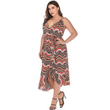 Women Plus Size Dresses Summer Fashion V-neck Strap Dress