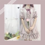 Gothic Lolita Harajuku Style Clothing Summer Large Skirt Lantern Sleeve Lolita Lace Op Dress