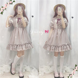 Gothic Lolita Harajuku Style Clothing Summer Large Skirt Lantern Sleeve Lolita Lace Op Dress