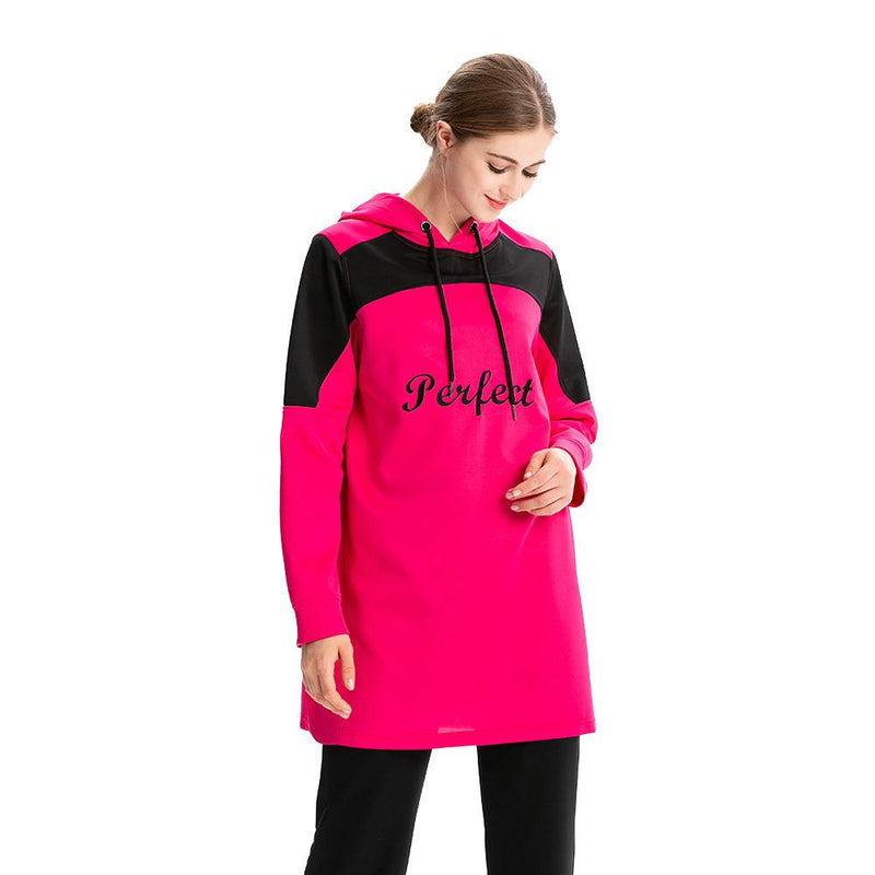 Burkini Swimwear Muslim Fashion Outfits Sports and Leisure Color Stitching Hoodie Swimsuit