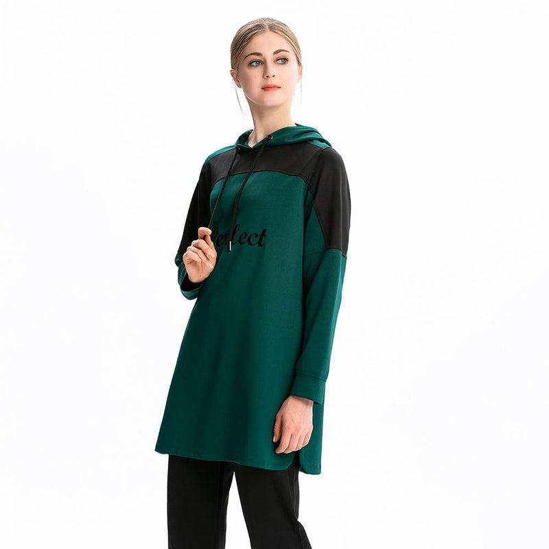 Burkini Swimwear Muslim Fashion Outfits Sports and Leisure Color Stitching Hoodie Swimsuit