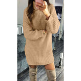 Sweater Dress Outfit With Tights 2 Pieces Set Fashion Solid Color Knitted Dress Autumn and Winter