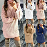 Sweater Dress Outfit With Tights 2 Pieces Set Fashion Solid Color Knitted Dress Autumn and Winter