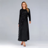 Muslim Women Stylish Kashibo Abaya Muslim Ladies Long Gown Islamic Clothing Jilbab Jalabiya Stitching Sequins Dress