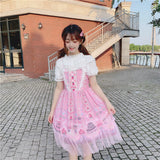 Gothic Lolita Harajuku Style Clothing Strawberry and Cake Lolita Cute Girl Small High Waist Dress