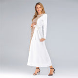 Muslim Women Stylish Kashibo Abaya Muslim Ladies Long Gown Islamic Clothing Jilbab Jalabiya Stitching Sequins Dress