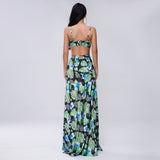 Bohemian Beach Dress off-the-Shoulder Strap Split Print