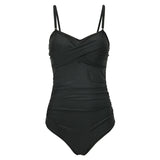 Women Plus Size Swimwear One-Pieces Sexy Slimming Solid Color Striped One-Piece Swimsuit for Women