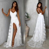 Women Lace Wedding Dress Women Dress Sexy V-neck Strap Lace Dress