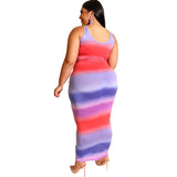 Women Plus Size Midi Dresses Leopard Print Suspenders Skinny Bodycon Sexy Two-Piece Suit