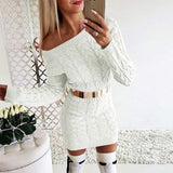 Sweater Dress Outfit With Tights 2 Pieces Set (The Tights Is Just A Gift Form Us, Is Not The Same One With The Model Wear On The Picture)