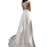 Women Lace Wedding Dress European and American Foreign Trade New Wedding Dress Amazon Wish Sexy Lace Split Evening Dress Wholesale