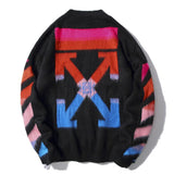 Off White Sweater Autumn and Winter Round Neck Pullover Sweater Men's Sweater Owt Base