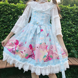 Gothic Lolita Harajuku Style Clothing Strawberry Dessert Rabbit Lolita Japanese JSK Dress
