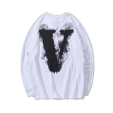 Vlone Sweatshirt Large V Printed Long Sleeve plus Size Retro Sports Men and Women AllMatching Sweater