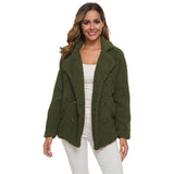Women Sherpa Jacket Autumn and Winter Women's Clothing Lapel Double Breasted Loose Lamb Plush Coat
