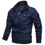 Men Fit Bomber Jacket Windbreaker Moto Street Coat Casual Solid Color Jacket Zipper Pocket Standing Collar