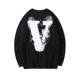 Vlone Sweatshirt Large V Printed Long Sleeve plus Size Retro Sports Men and Women AllMatching Sweater